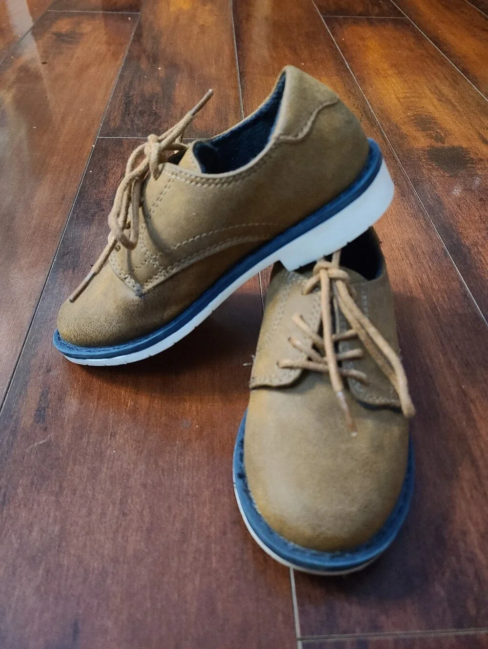 The Children's Place Toddler Boys Brown Faux Leather Oxford Dress Shoes Sz 10